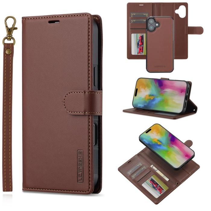 LC.imeeke - LC.IMEEKE L2 Series iPhone 17 Fodral PU Läder - Brun