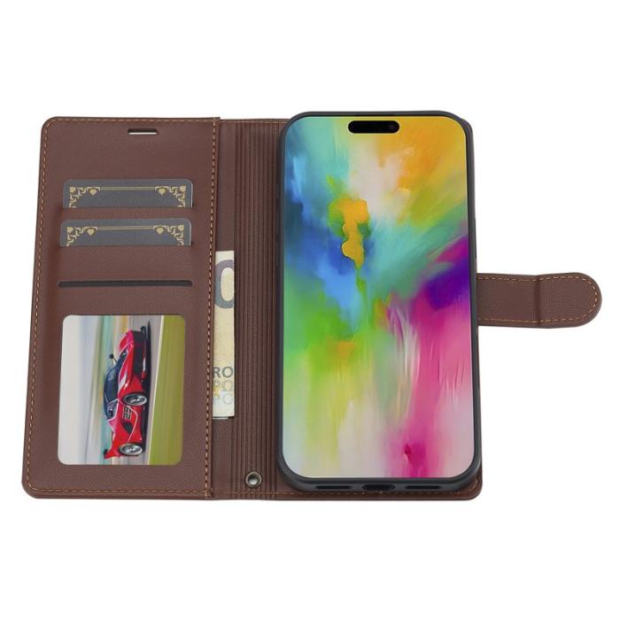 LC.imeeke - LC.IMEEKE L2 Series iPhone 17 Fodral PU Läder - Brun