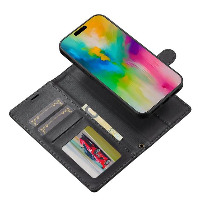 LC.imeeke - LC.IMEEKE L2 Series iPhone 17 Fodral PU Läder - Svart