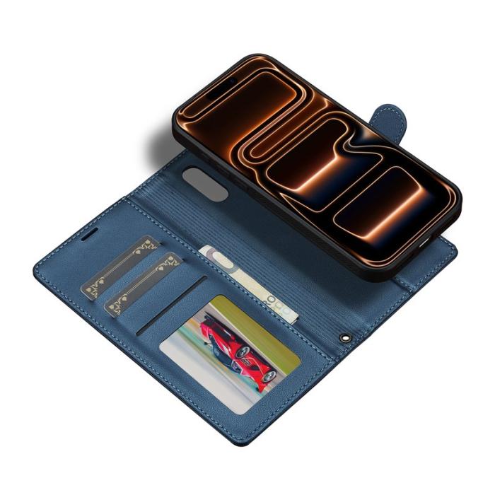 LC.imeeke - LC.IMEEKE L2 Series iPhone 17 Pro Fodral PU Läder - Blå