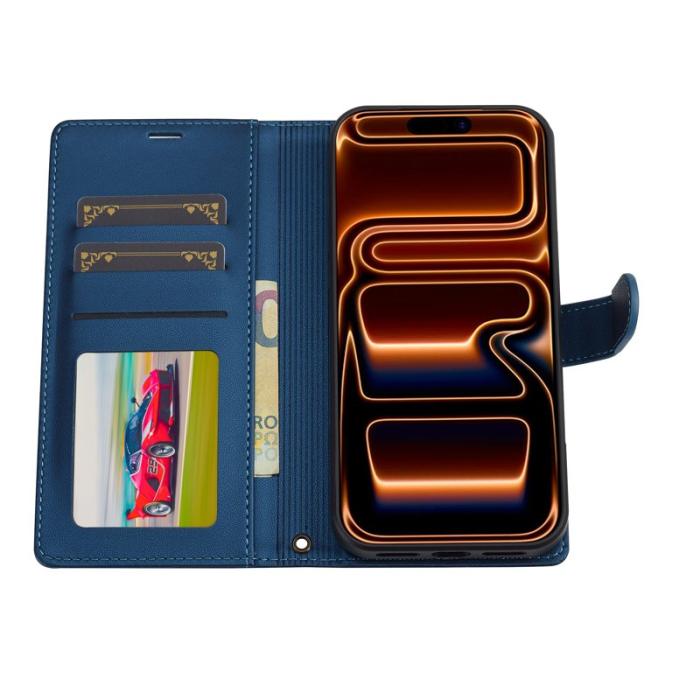 LC.imeeke - LC.IMEEKE L2 Series iPhone 17 Pro Fodral PU Läder - Blå