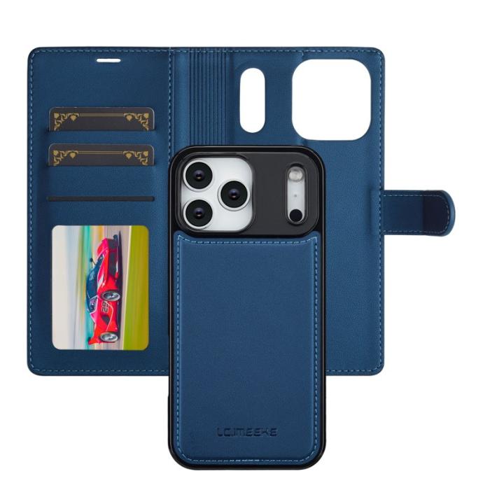LC.imeeke - LC.IMEEKE L2 Series iPhone 17 Pro Fodral PU Läder - Blå
