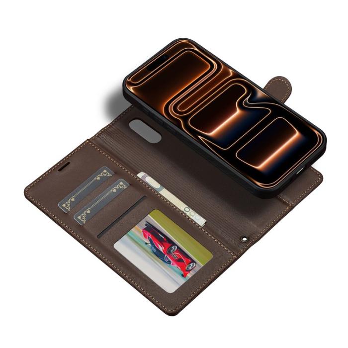 LC.imeeke - LC.IMEEKE L2 Series iPhone 17 Pro Fodral PU Läder - Brun