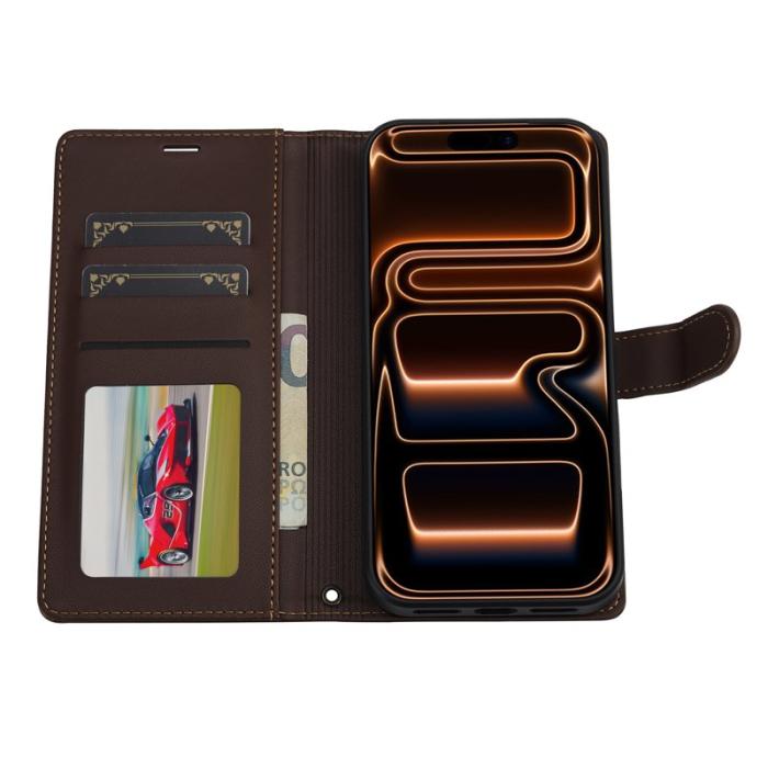 LC.imeeke - LC.IMEEKE L2 Series iPhone 17 Pro Fodral PU Läder - Brun