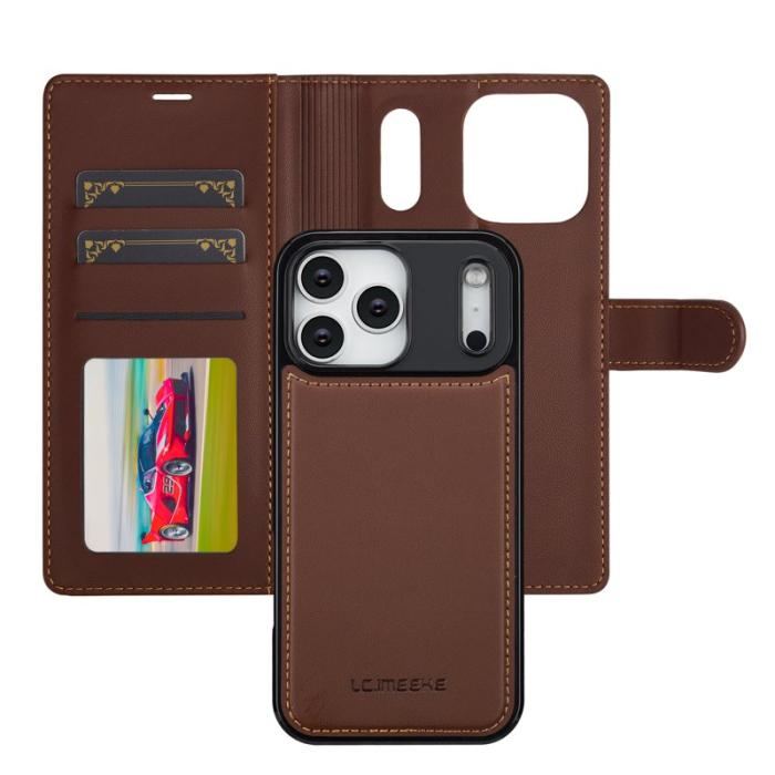 LC.imeeke - LC.IMEEKE L2 Series iPhone 17 Pro Fodral PU Läder - Brun