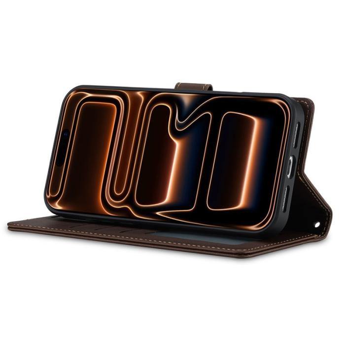 LC.imeeke - LC.IMEEKE L2 Series iPhone 17 Pro Fodral PU Läder - Brun