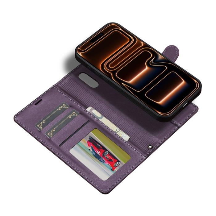 LC.imeeke - LC.IMEEKE L2 Series iPhone 17 Pro Fodral PU Läder - Lila