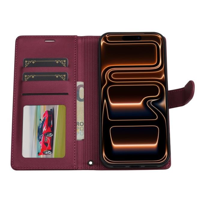 LC.imeeke - LC.IMEEKE L2 Series iPhone 17 Pro Fodral PU Läder - Röd