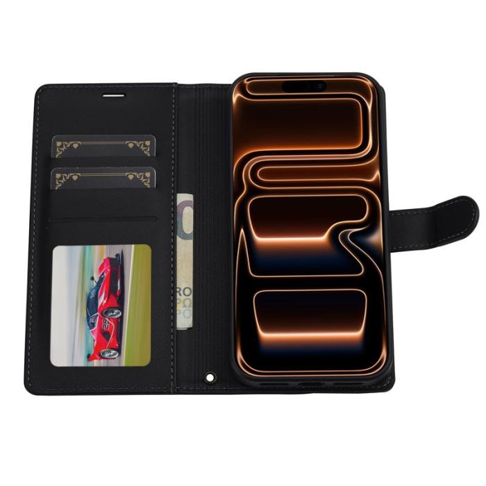 LC.imeeke - LC.IMEEKE L2 Series iPhone 17 Pro Fodral PU Läder - Svart