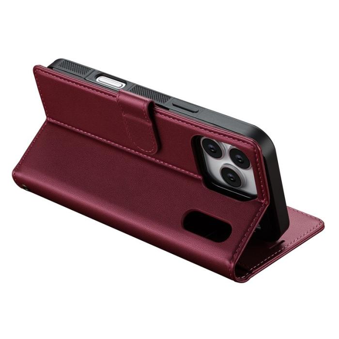 LC.imeeke - LC.IMEEKE L2 Series iPhone 17 Pro Max Fodral PU Läder - Röd