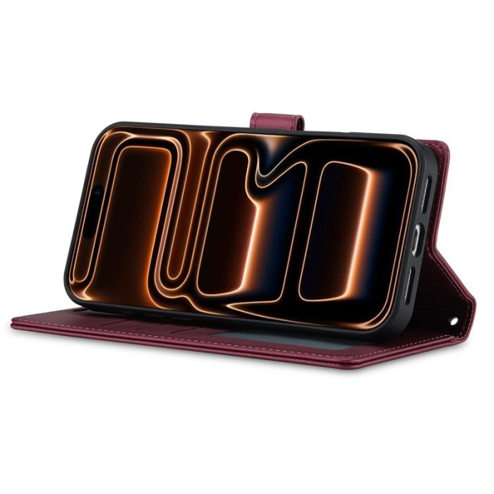 LC.imeeke - LC.IMEEKE L2 Series iPhone 17 Pro Max Fodral PU Läder - Röd