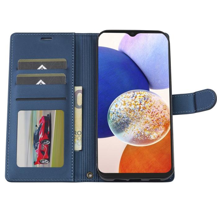 LC.imeeke - LC.IMEEKE L2 Series Samsung Galaxy A14 5G Fodral PU Läder - Blå