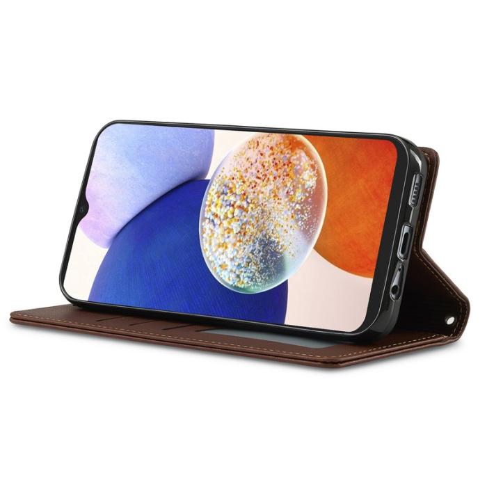 LC.imeeke - LC.IMEEKE L2 Series Samsung Galaxy A14 5G Fodral PU Läder - Brun