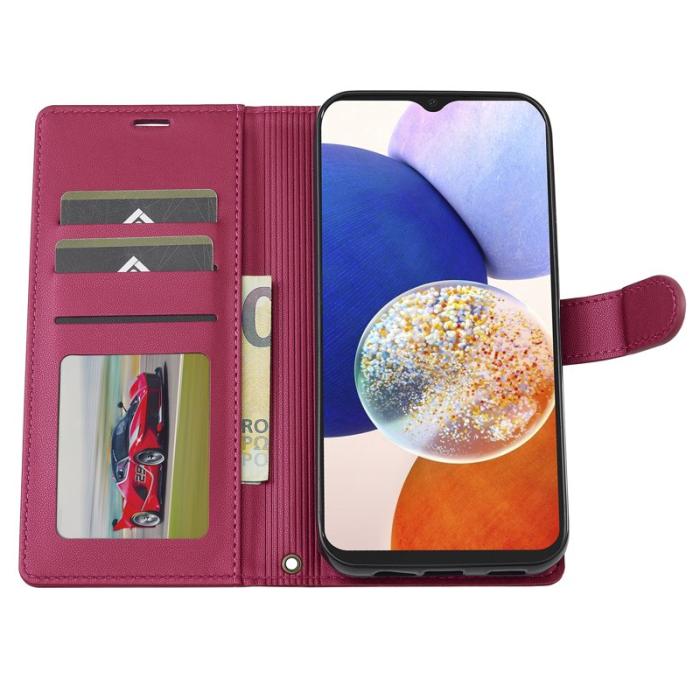 LC.imeeke - LC.IMEEKE L2 Series Samsung Galaxy A14 5G Fodral PU Läder - Röd