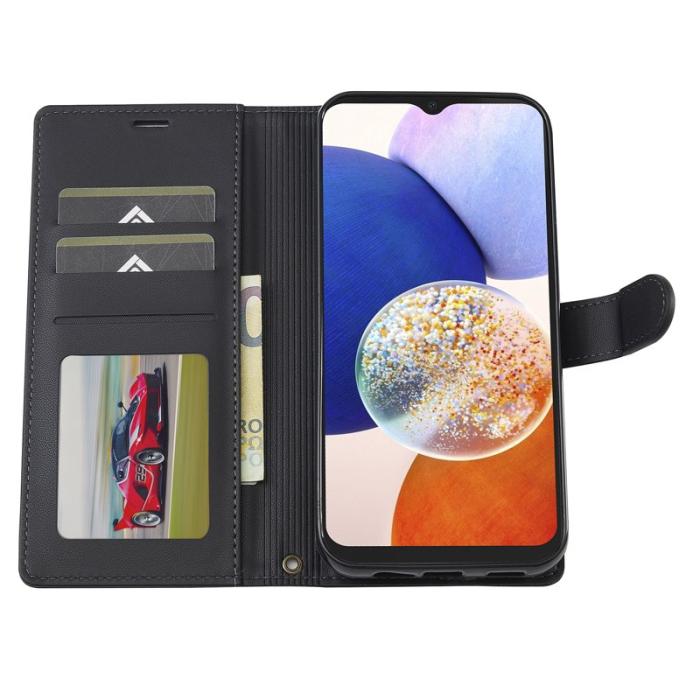 LC.imeeke - LC.IMEEKE L2 Series Samsung Galaxy A14 5G Fodral PU Läder - Svart
