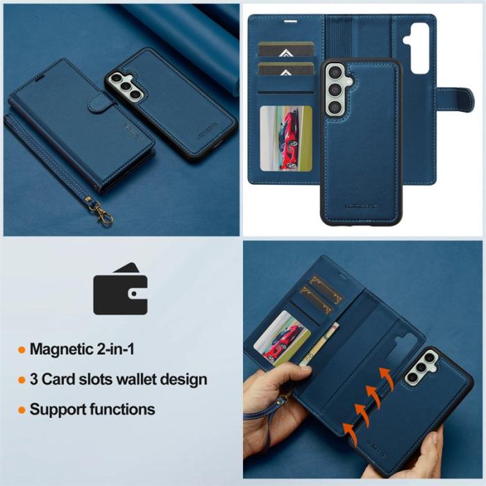 LC.imeeke - LC.IMEEKE L2 Series Samsung Galaxy A36 Fodral PU Läder - Blå