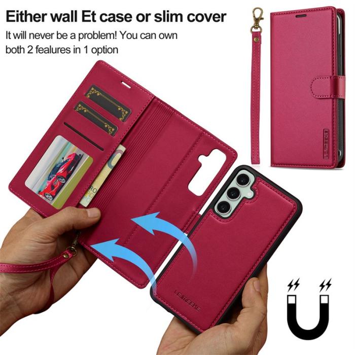 LC.imeeke - LC.IMEEKE L2 Series Samsung Galaxy A36 Fodral PU Läder - Röd