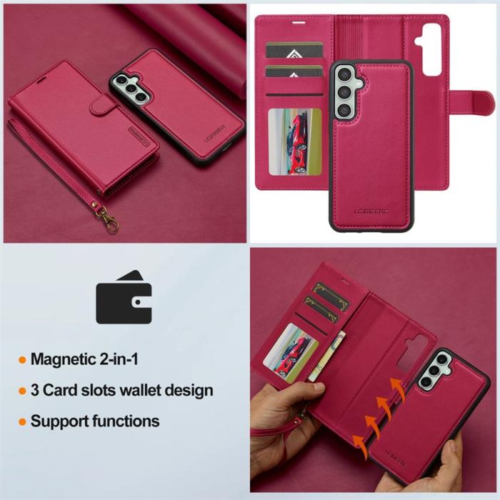 LC.imeeke - LC.IMEEKE L2 Series Samsung Galaxy A36 Fodral PU Läder - Röd