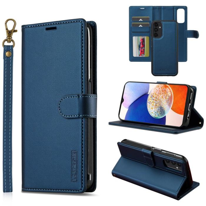 LC.imeeke - LC.IMEEKE L2 Series Samsung Galaxy A54 5G Fodral PU Läder - Blå
