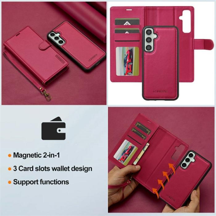 LC.imeeke - LC.IMEEKE L2 Series Samsung Galaxy A56 Fodral PU Läder - Röd