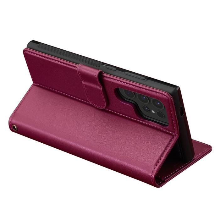 LC.imeeke - LC.IMEEKE L2 Series Samsung Galaxy S23 Ultra Fodral PU Läder - Röd