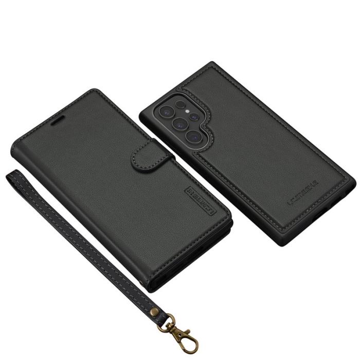 LC.imeeke - LC.IMEEKE L2 Series Samsung Galaxy S23 Ultra Fodral PU Läder - Svart