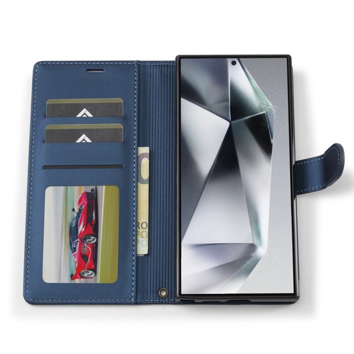 LC.imeeke - LC.IMEEKE L2 Series Samsung Galaxy S24 Ultra Fodral PU Läder - Blå