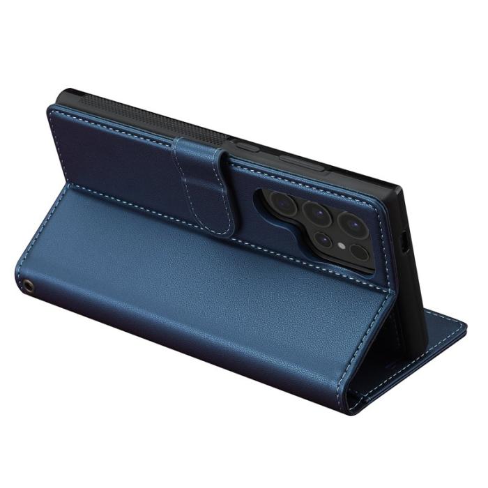 LC.imeeke - LC.IMEEKE L2 Series Samsung Galaxy S24 Ultra Fodral PU Läder - Blå