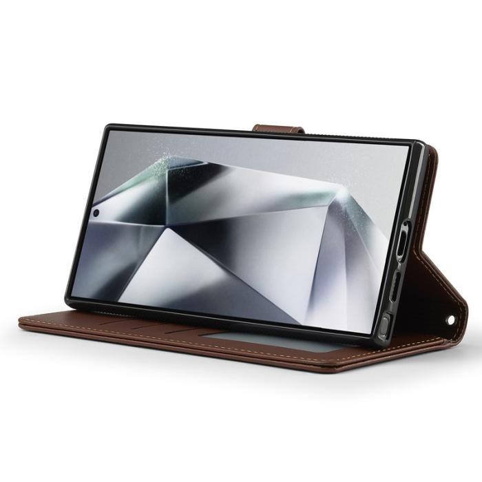 LC.imeeke - LC.IMEEKE L2 Series Samsung Galaxy S24 Ultra Fodral PU Läder - Brun