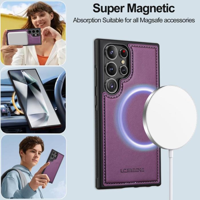 LC.imeeke - LC.IMEEKE L2 Series Samsung Galaxy S24 Ultra Fodral PU Läder - Lila