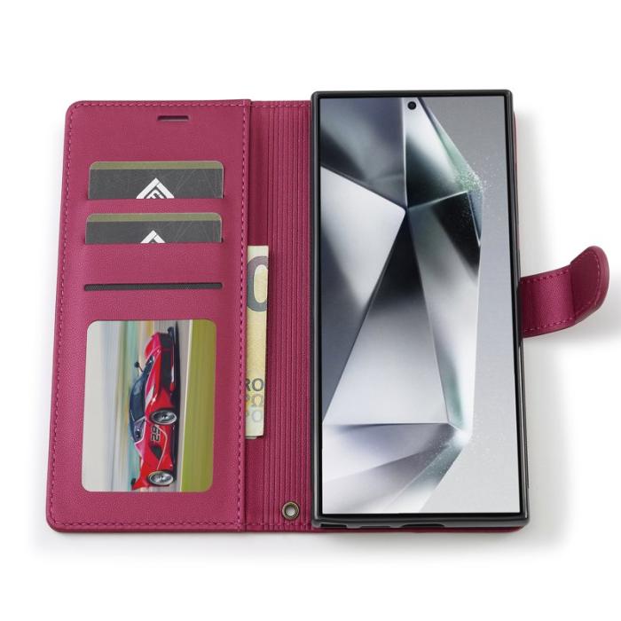 LC.imeeke - LC.IMEEKE L2 Series Samsung Galaxy S24 Ultra Fodral PU Läder - Röd