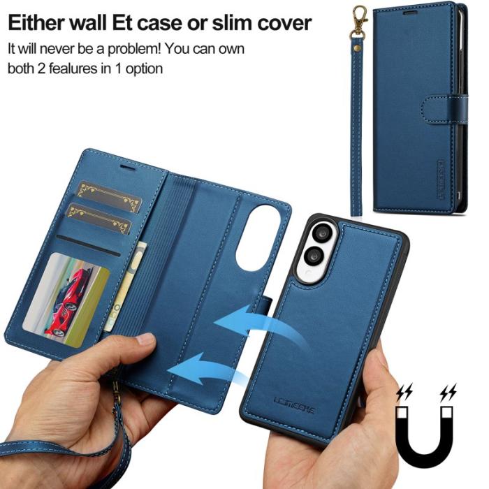 LC.imeeke - LC.IMEEKE L2 Series Samsung Galaxy S25 Edge Fodral PU Läder - Blå