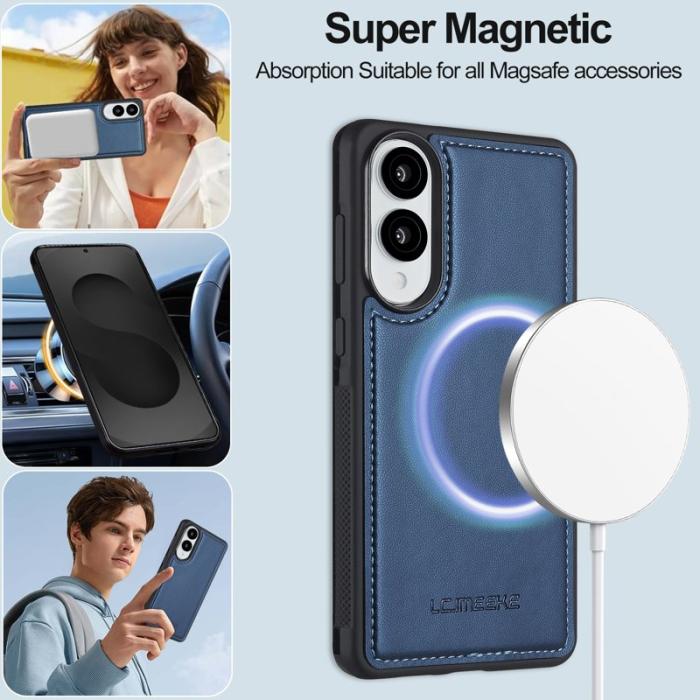 LC.imeeke - LC.IMEEKE L2 Series Samsung Galaxy S25 Edge Fodral PU Läder - Blå