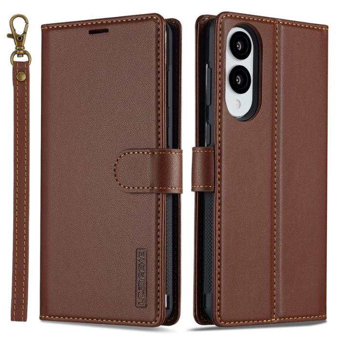 LC.imeeke - LC.IMEEKE L2 Series Samsung Galaxy S25 Edge Fodral PU Läder - Brun