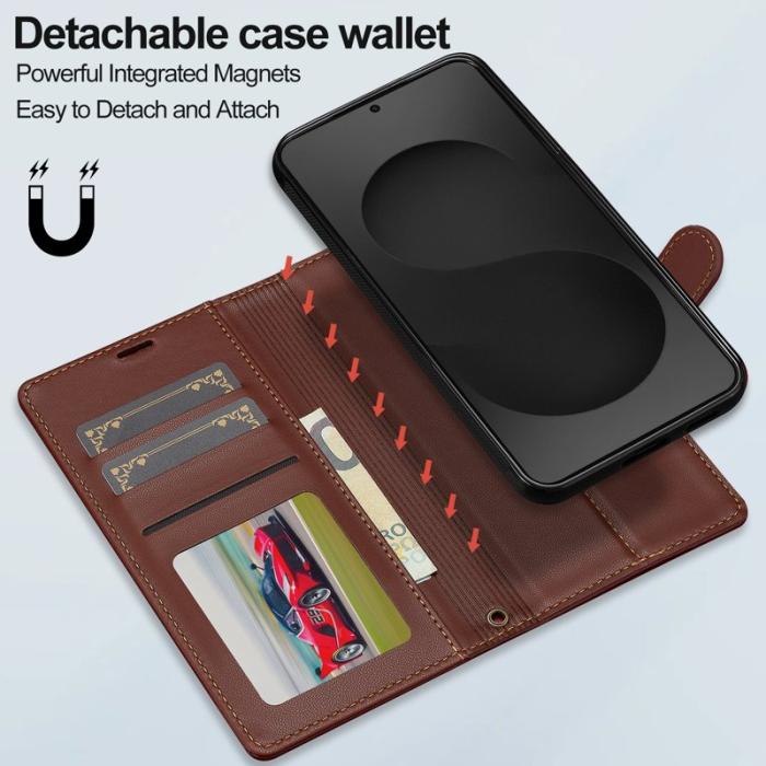 LC.imeeke - LC.IMEEKE L2 Series Samsung Galaxy S25 Edge Fodral PU Läder - Brun