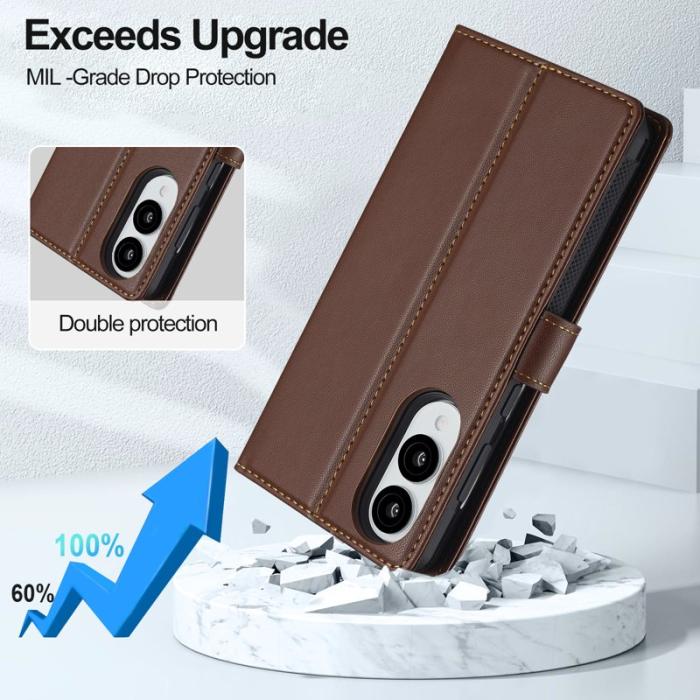 LC.imeeke - LC.IMEEKE L2 Series Samsung Galaxy S25 Edge Fodral PU Läder - Brun