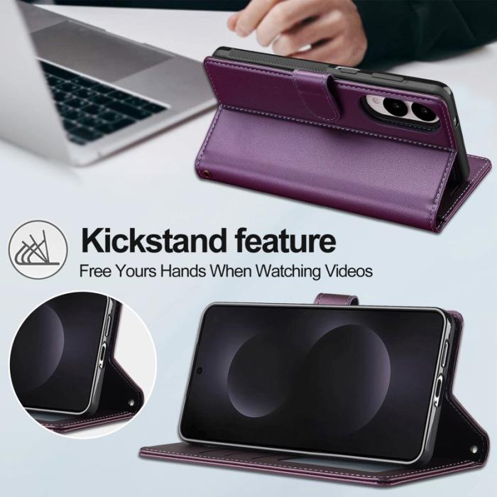 LC.imeeke - LC.IMEEKE L2 Series Samsung Galaxy S25 Edge Fodral PU Läder - Lila