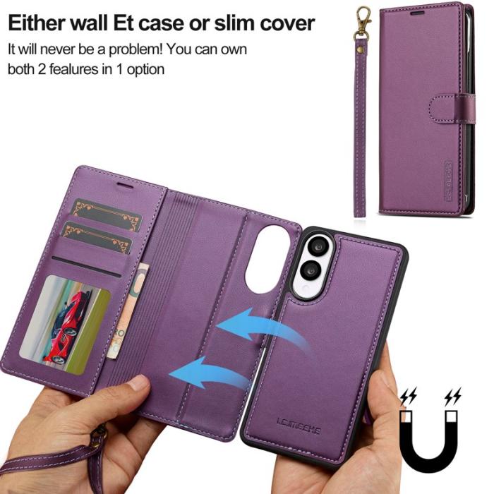 LC.imeeke - LC.IMEEKE L2 Series Samsung Galaxy S25 Edge Fodral PU Läder - Lila