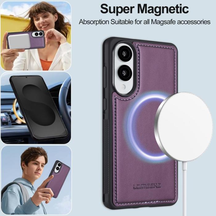 LC.imeeke - LC.IMEEKE L2 Series Samsung Galaxy S25 Edge Fodral PU Läder - Lila