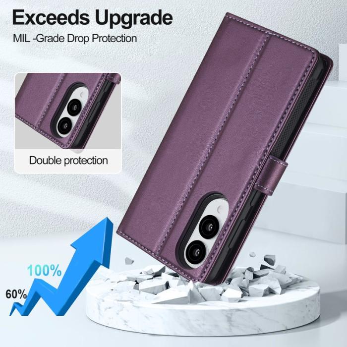 LC.imeeke - LC.IMEEKE L2 Series Samsung Galaxy S25 Edge Fodral PU Läder - Lila