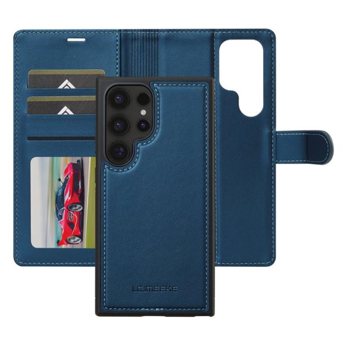 LC.imeeke - LC.IMEEKE L2 Series Samsung Galaxy S25 Ultra Fodral PU Läder - Blå