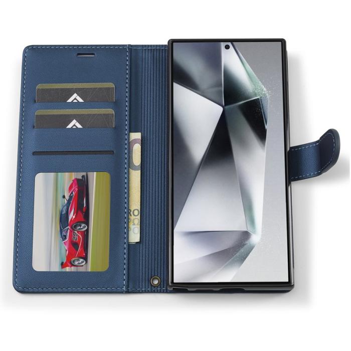 LC.imeeke - LC.IMEEKE L2 Series Samsung Galaxy S25 Ultra Fodral PU Läder - Blå