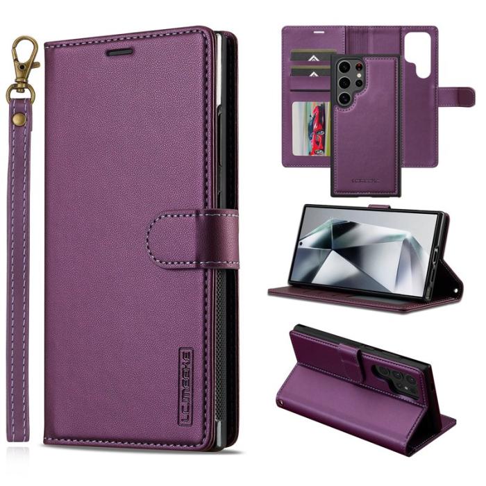 LC.imeeke - LC.IMEEKE L2 Series Samsung Galaxy S25 Ultra Fodral PU Läder - Lila