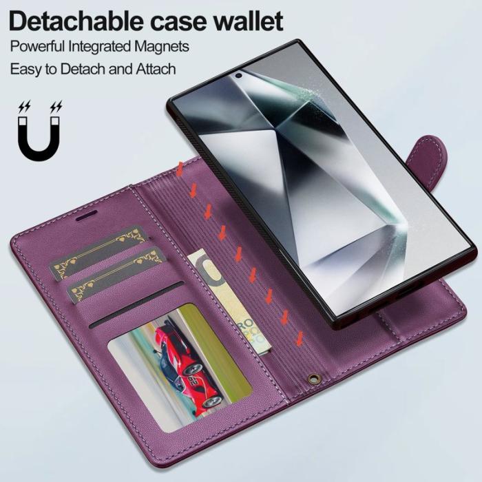 LC.imeeke - LC.IMEEKE L2 Series Samsung Galaxy S25 Ultra Fodral PU Läder - Lila