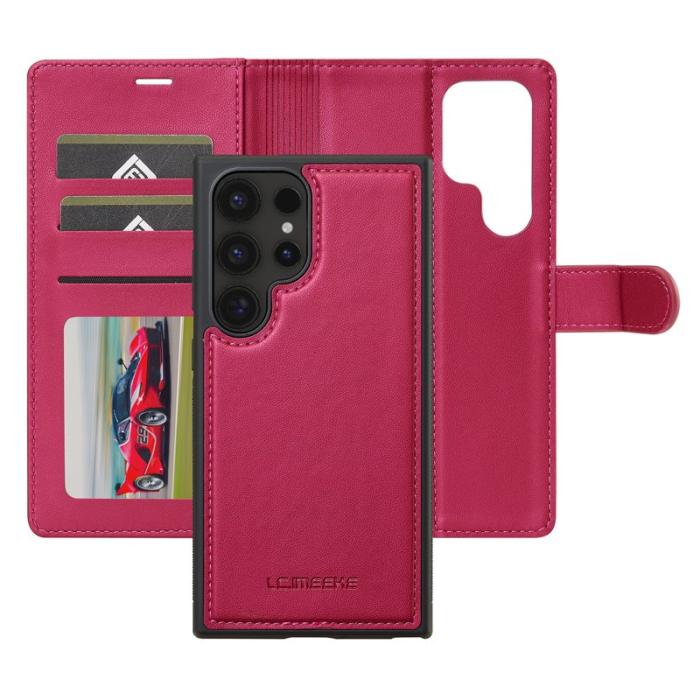 LC.imeeke - LC.IMEEKE L2 Series Samsung Galaxy S25 Ultra Fodral PU Läder - Röd