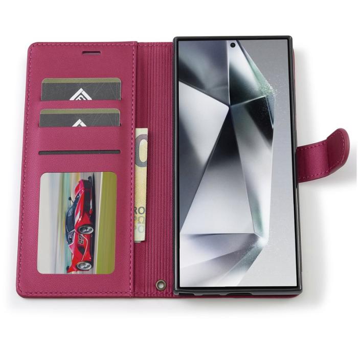 LC.imeeke - LC.IMEEKE L2 Series Samsung Galaxy S25 Ultra Fodral PU Läder - Röd