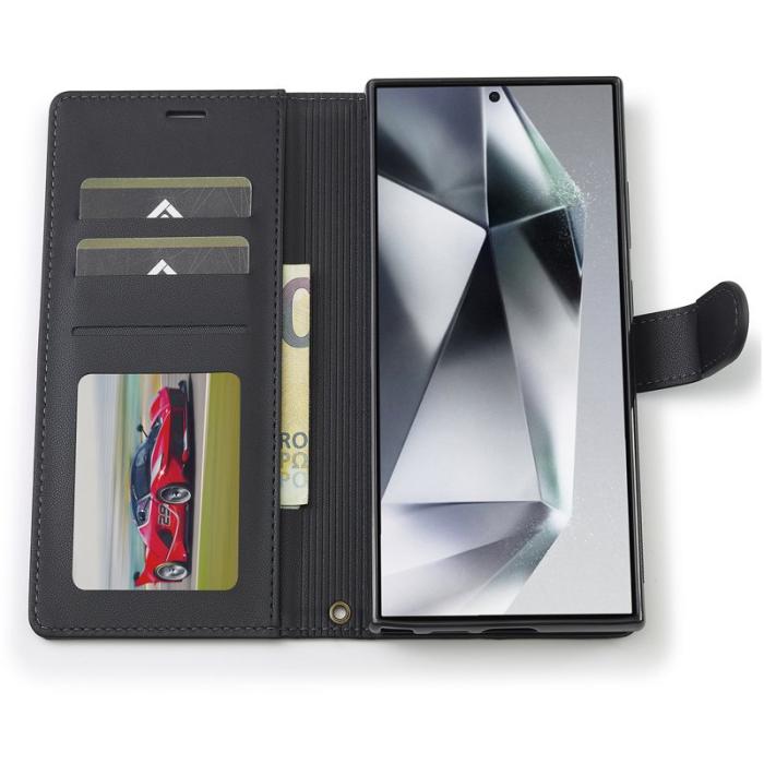 LC.imeeke - LC.IMEEKE L2 Series Samsung Galaxy S25 Ultra Fodral PU Läder - Svart