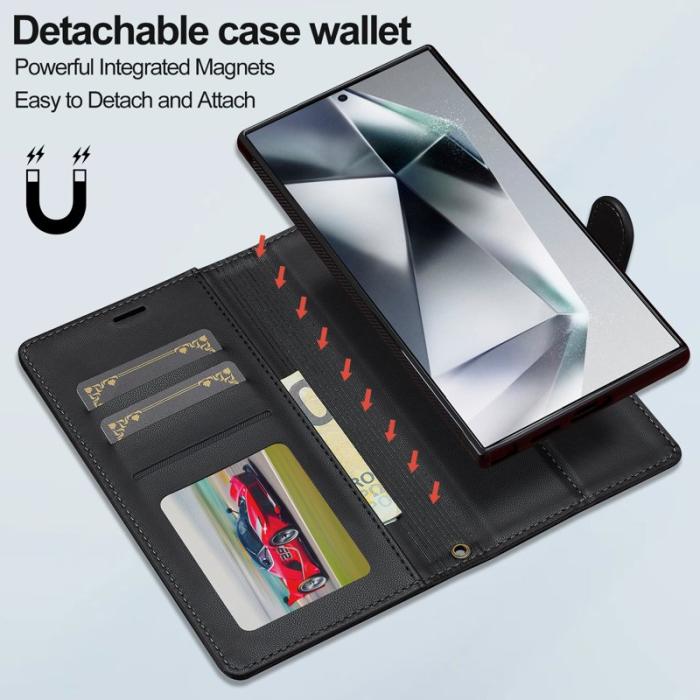 LC.imeeke - LC.IMEEKE L2 Series Samsung Galaxy S25 Ultra Fodral PU Läder - Svart