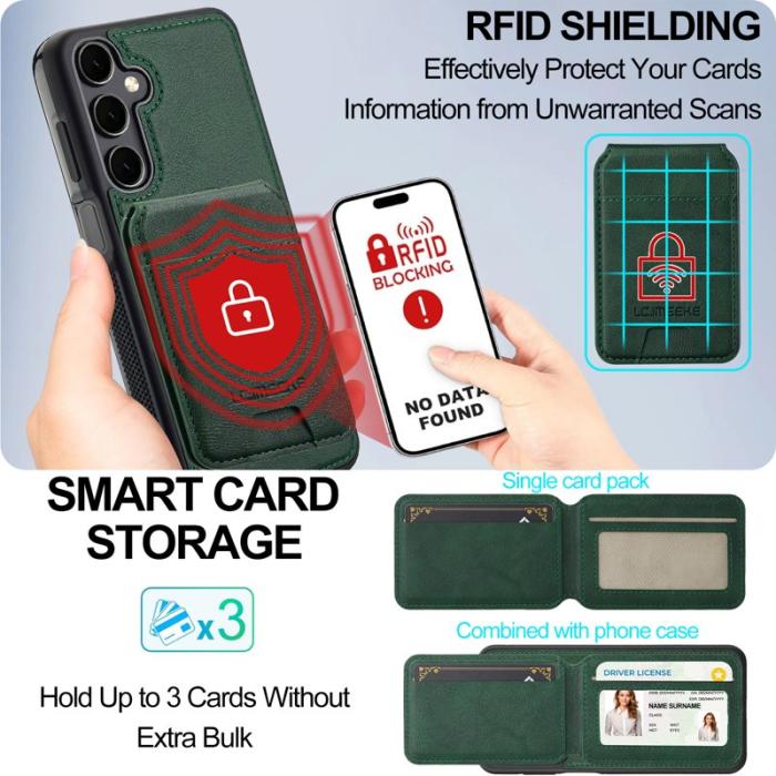 LC.imeeke - LC.IMEEKE L3 för Samsung Galaxy A17 5G Fodral Äkta läder - Grön