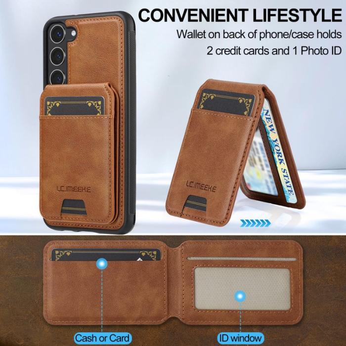LC.imeeke - LC.IMEEKE L3 för Samsung Galaxy S23+ Fodral Äkta läder - Brun